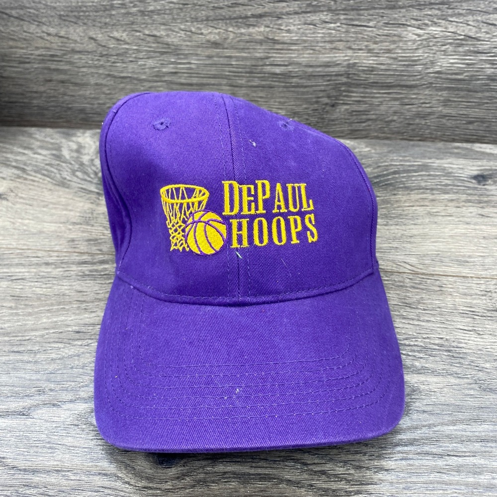 DePaul Hoops Basketball Cap Purple Yellow Embroidered Adjustable Hat